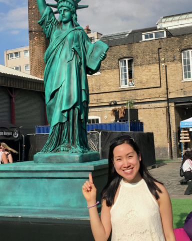 Bekah with a Statue of Liberty