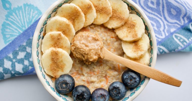 Carrot Cake Steel Cut Oats Porridge Bowl